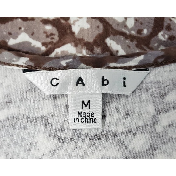 CAbi #967 Cobblestone Print Ruched Sleeveless Tank/Top ~ Size Medium - Picture 6 of 8